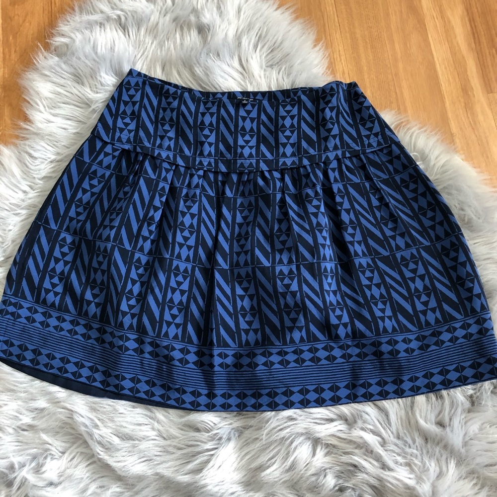 Madewell Silk Blue Geometric Print skirt